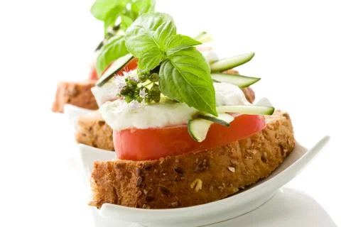 Caprese starter - isolated Stock Photos