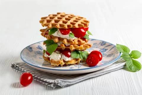 Caprese Waffle Stack. Stock Photos