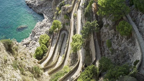 Capri, via Krupp at sunset Vídeo Stock 128591970