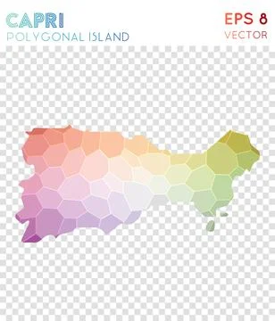 Capri polygonal map, mosaic style island. Lovely low poly style, modern des.. Stock Illustration
