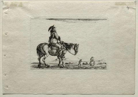 Caprices: Mounted Cavalier, c. 1642. Stefano Della Bella (Italian, 1610-166.. Stock Illustration