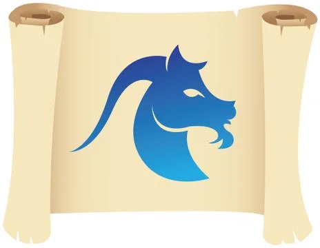 Capricorn on a manuscript Stock Illustration