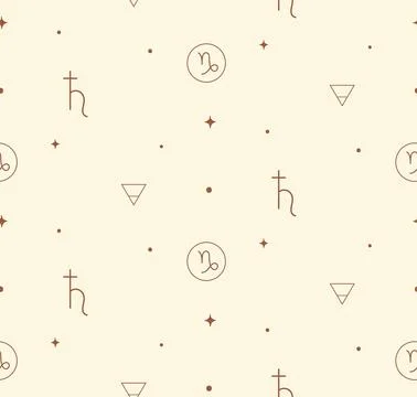 Capricorn Zodiac Background Seamless Pattern 2. Astrology Signs Stock Illustration