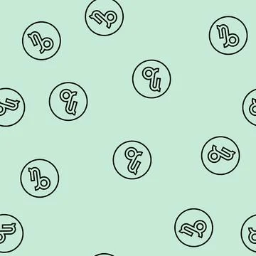Capricornus zodiac line seamless pattern Stock Illustration