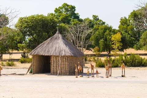 Caprivi, Namibia - August 20, 2016: Poor teenagers playing in a village in th Stock Photos