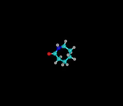 Caprolactam molecule isolated on black Stock Illustration