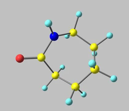 Caprolactam molecule isolated on grey Stock Illustration