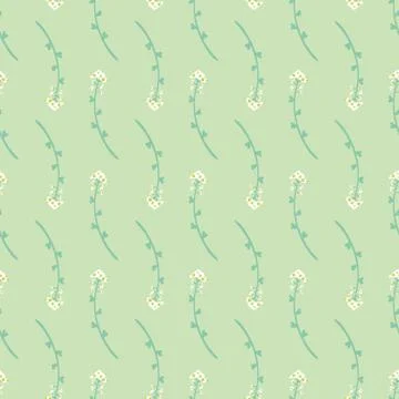 Capsella wildflowers seamless vector pattern Stock Illustration
