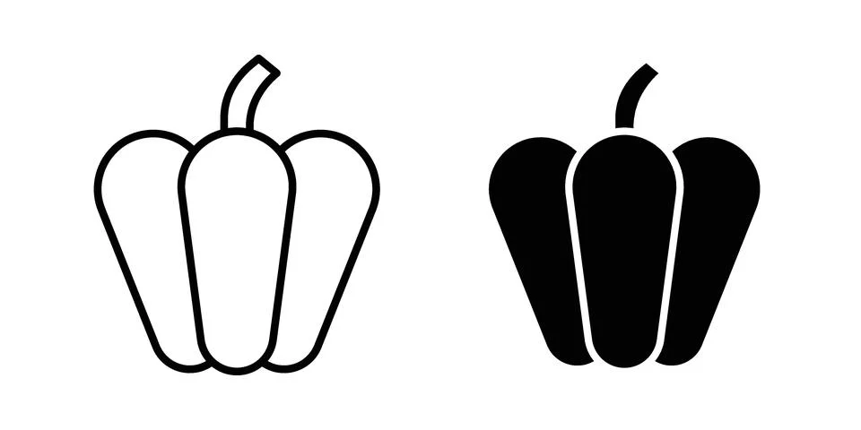 Capsicum icon linear versions pack on white background Stock Illustration