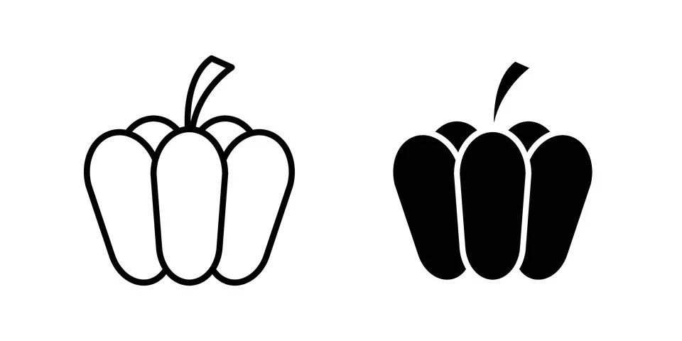 Capsicum icon set modern line and solid style collection. Stock Illustration