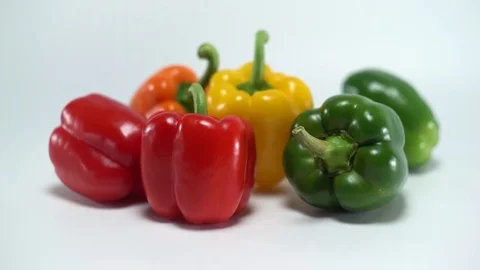Capsicum on white background, panning, shallow Depth of field Video stock 75854597