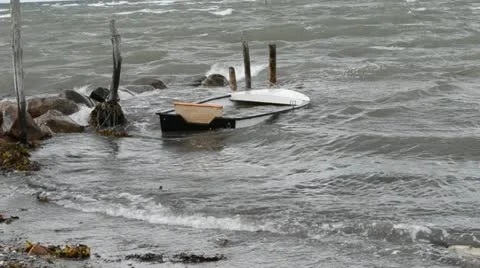 Capsized boat Stock Footage 10875251