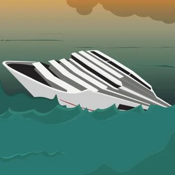 Capsized cruise ship Stock Illustration