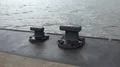 Capstan bollards at the landing stage of Bremerhaven harbor 4k or 4k+ Resolution