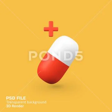 Capsul Medicine isolated 3d render icon illustration PSD Template