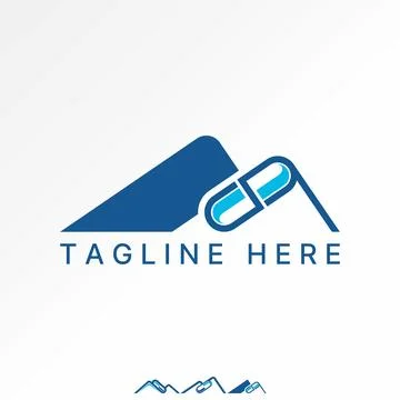 Capsule and mountain spring peak park healthcare medical pill natural omega Ilustración de archivo
