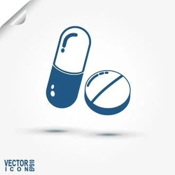 Capsule and Pill medicament - vector illustration Stock Illustration