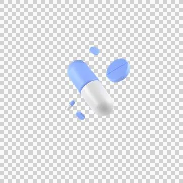 Capsule and Tablet 3D Icon - Transparent Stock Illustration