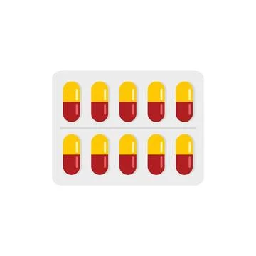 Capsule blister icon flat isolated Stock Illustration