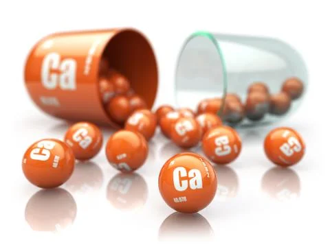 Capsule with calcium CA element Dietary supplements. Vitamin pill. Stock Illustration