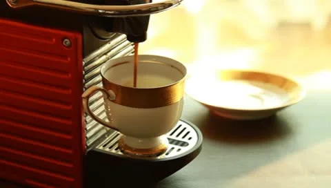 Capsule coffee machine making Espresso Stock Footage 8913552