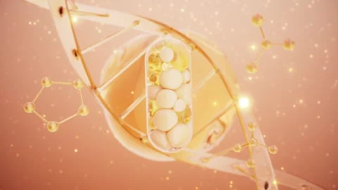 Capsule drugs and the dynamic background of the DNA helix structure Video stock 315029617