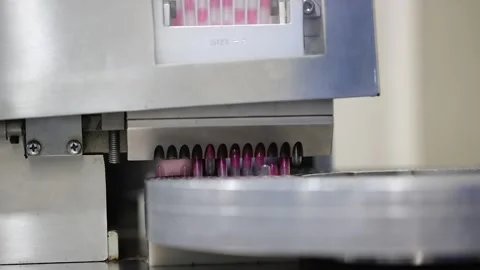 The capsule is falling from one machine to another machine Video stock 277135508