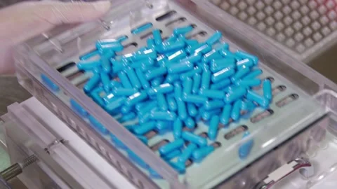 Capsule filling manual machine - supplements production Stock-Footage 157233262