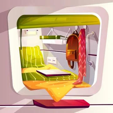 Capsule hotel or pod hostel illustration Stock Illustration
