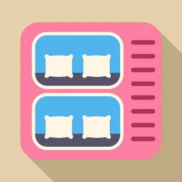 Capsule hotel sleeping pod accommodation flat design Ilustración de archivo
