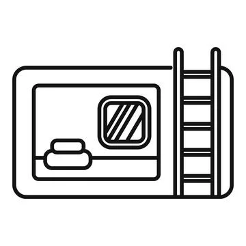 Capsule hotel sleeping pod accommodation line icon Stock Illustration