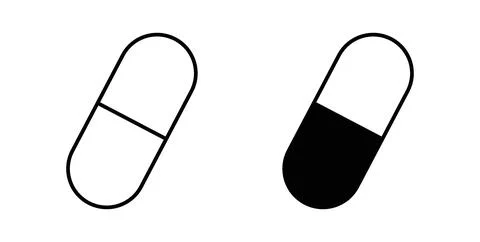 Capsule icon in black and white. vector icon pack for websites Stock Illustration