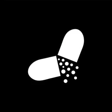 Capsule Icon On Black Background. Black Flat Style Vector Illustration Stock Illustration