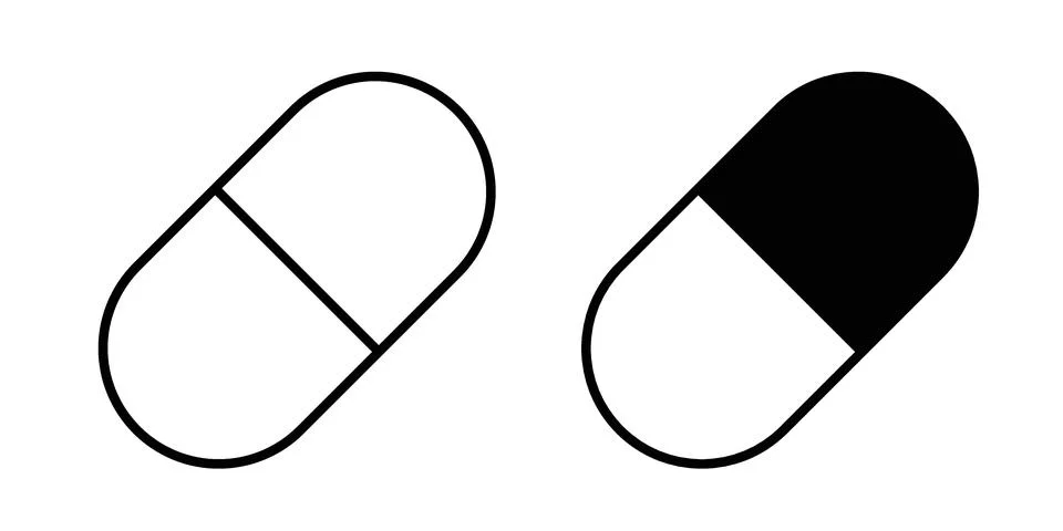 Capsule icon black vector isolated on white Stock Illustration