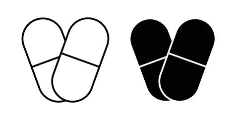 Capsule icon collection in black, Line icons, flat symbols Stock Illustration