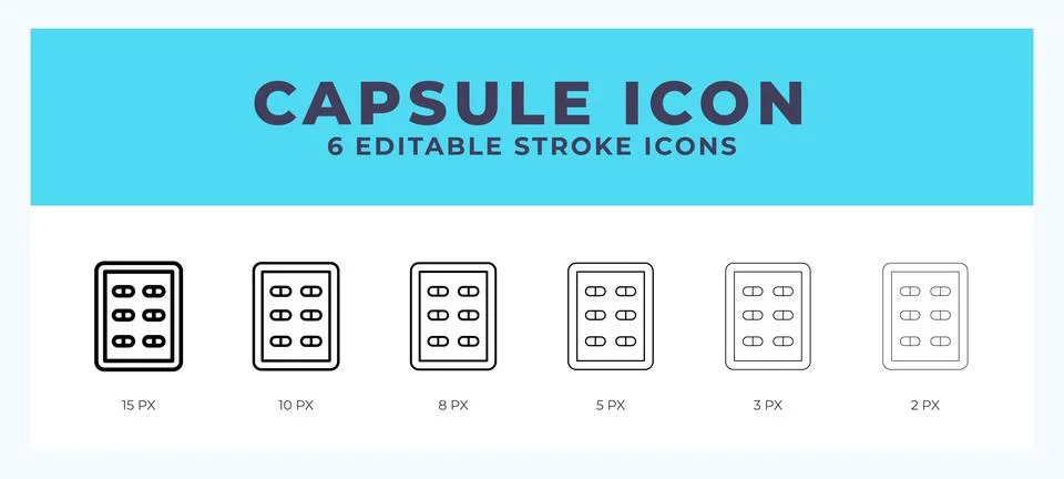 Capsule icon set with different stroke. Design elements for logo. Vector il.. Stock Illustration