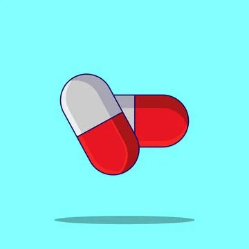 Capsule illustrations vector capsule medicine cartoon is isolated Stock Illustration