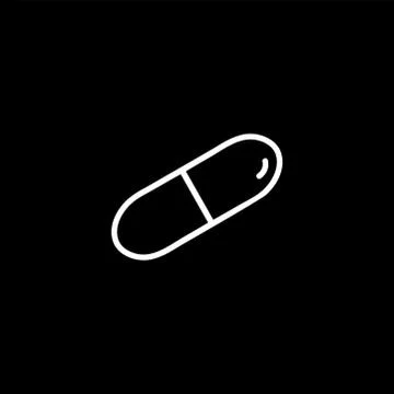 Capsule Line Icon On Black Background. Black Flat Style Vector Illustration Stock Illustration
