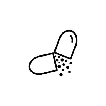 Capsule Line Icon In Flat Style Vector For Apps, UI, Websites. Black Icon Illustrazione stock
