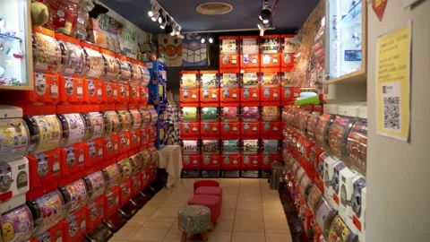 Capsule machine, vending machine, Gachapon shop in Taiwan Stock Footage 154851686