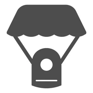 Capsule parachute solid icon. Space parachute vector illustration isolated on Stock Illustration