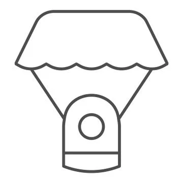 Capsule parachute thin line icon. Space parachute vector illustration isolated 스톡 일러스트