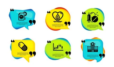 Capsule pill, Candlestick graph and Local grown icons set. Vector Stock Illustration