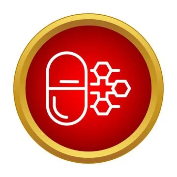 Capsule pill dissolving into molecular structures concept Stock Illustration