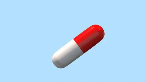 Capsule pill isolated on blue background Illustration
