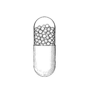 Capsule pill. Isolated on white background. Vector illustration. Stock Illustration