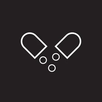Capsule pill line icon. Solid fish oil pill or capsule with thin line art Stock Illustration