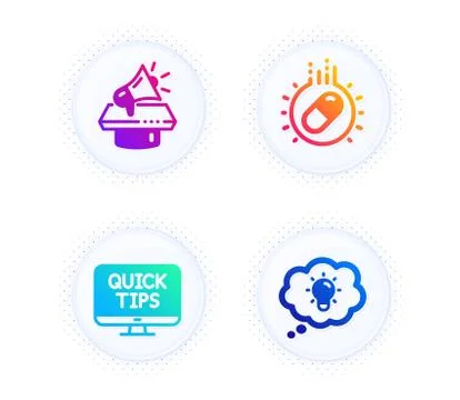 Capsule pill, Megaphone and Web tutorials icons set. Energy sign. Vector Stock Illustration