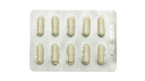 Capsule pill on a white background. Stock Photos
