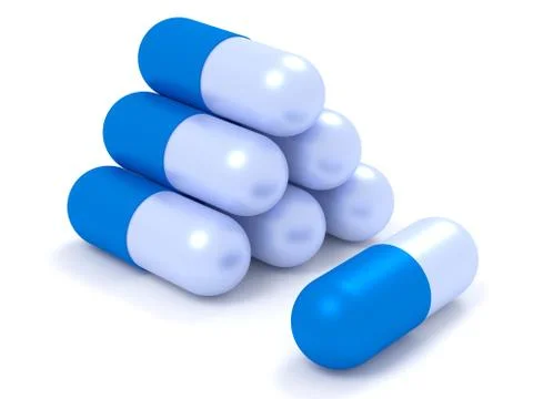 Capsule pills isolated on white Illustrazione stock